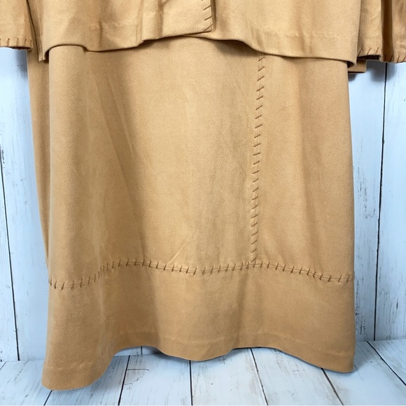 Jessica Holbrook Women Maxi Skirt Set Size L Camel Brown Butter Suede Outfit 2PC - Picture 3 of 13